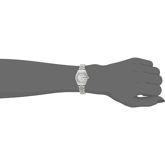 Women\'s Day Date Crystal Water Resistant Accented Dial Metal Bracelet Watch main image 4